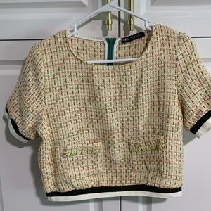 NWT ZARA Multicolor Sporty Tweed Crop Top M